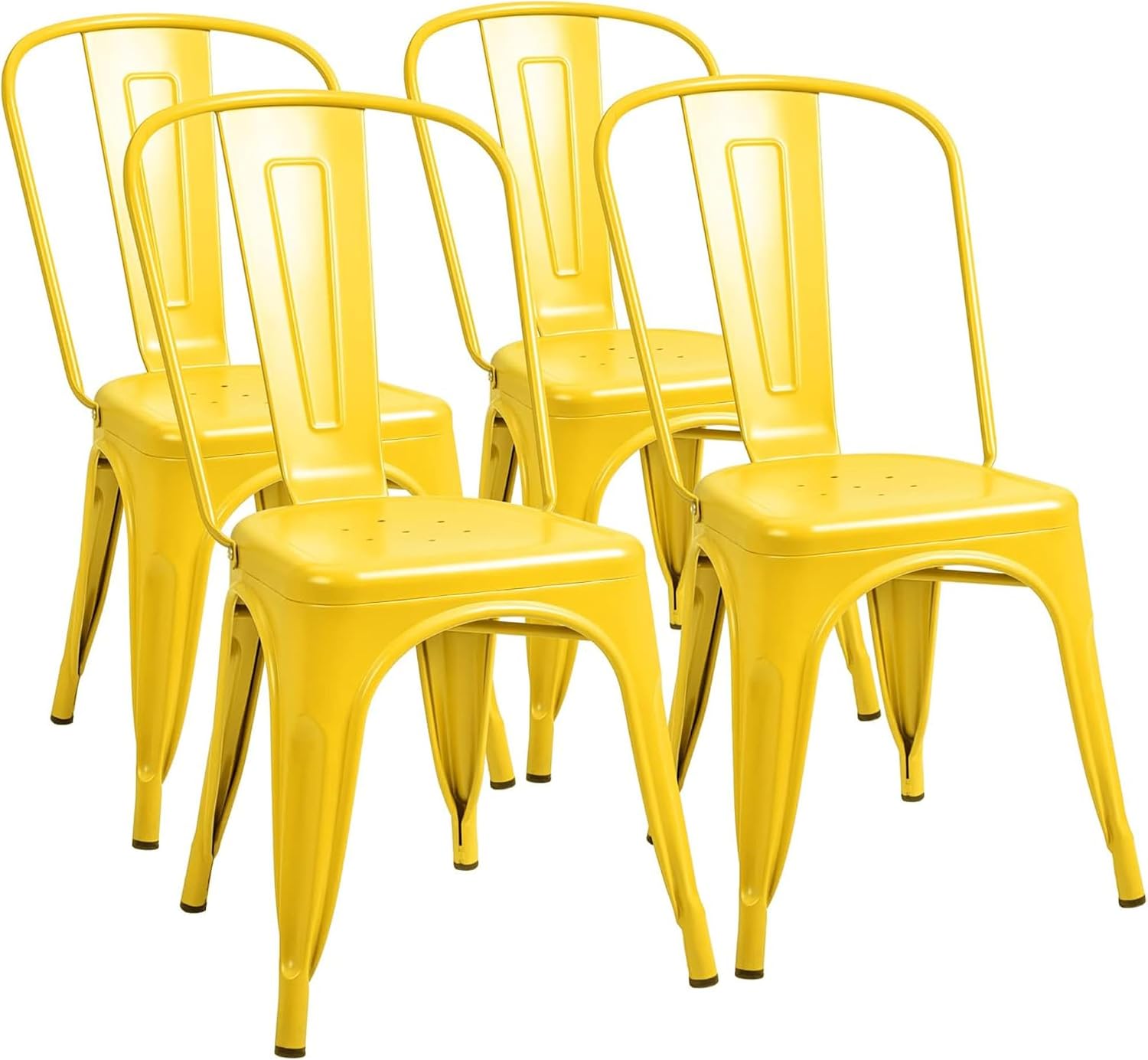 Outdoor Furniture Yellow - Metalen eetkamerstoelen set van 4 binnen-