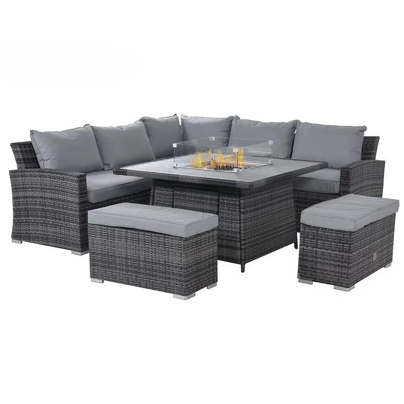 Outdoor Furniture Set With Fire Pit - Modern tuinmeubilair luxe eettafel aluminium waterdicht