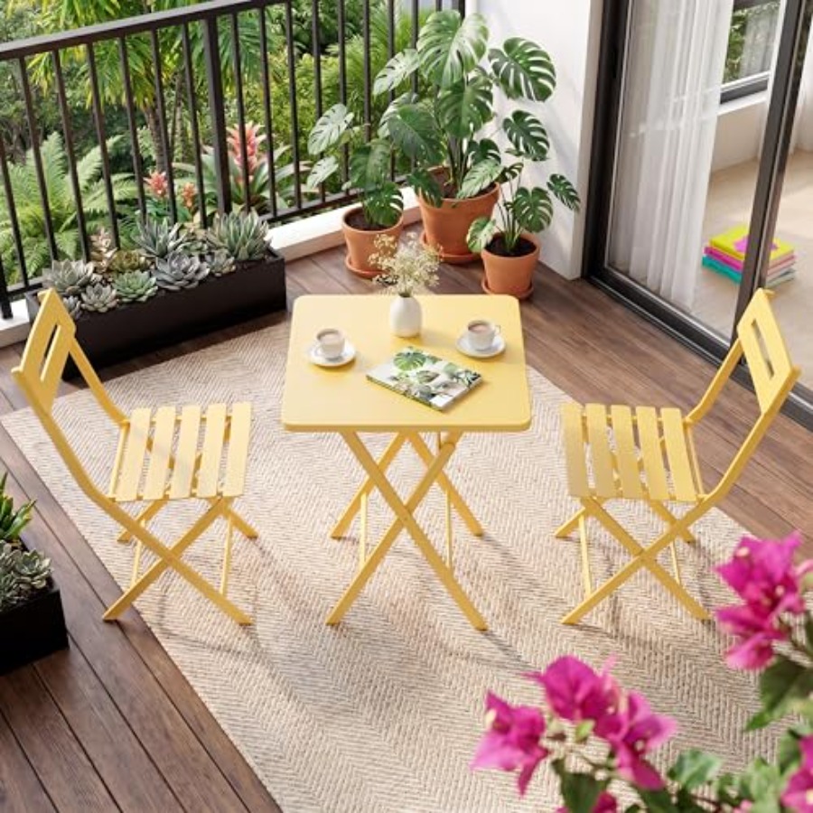 Outdoor Furniture Yellow - 3-delige bistroset voor terras, tuin, balkon,
