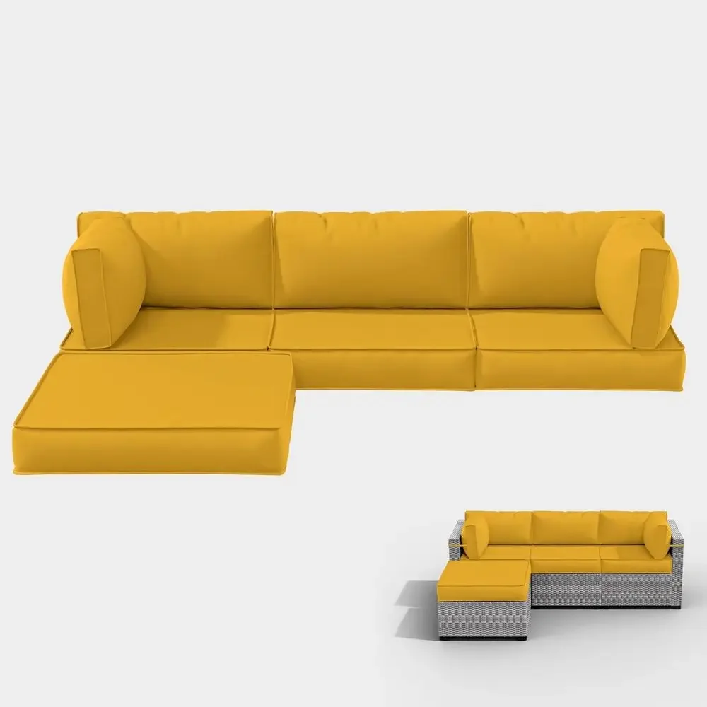 Outdoor Furniture Yellow - 5-kussen buitenkussens voor tuinmeubelen, waterdichte vervanging