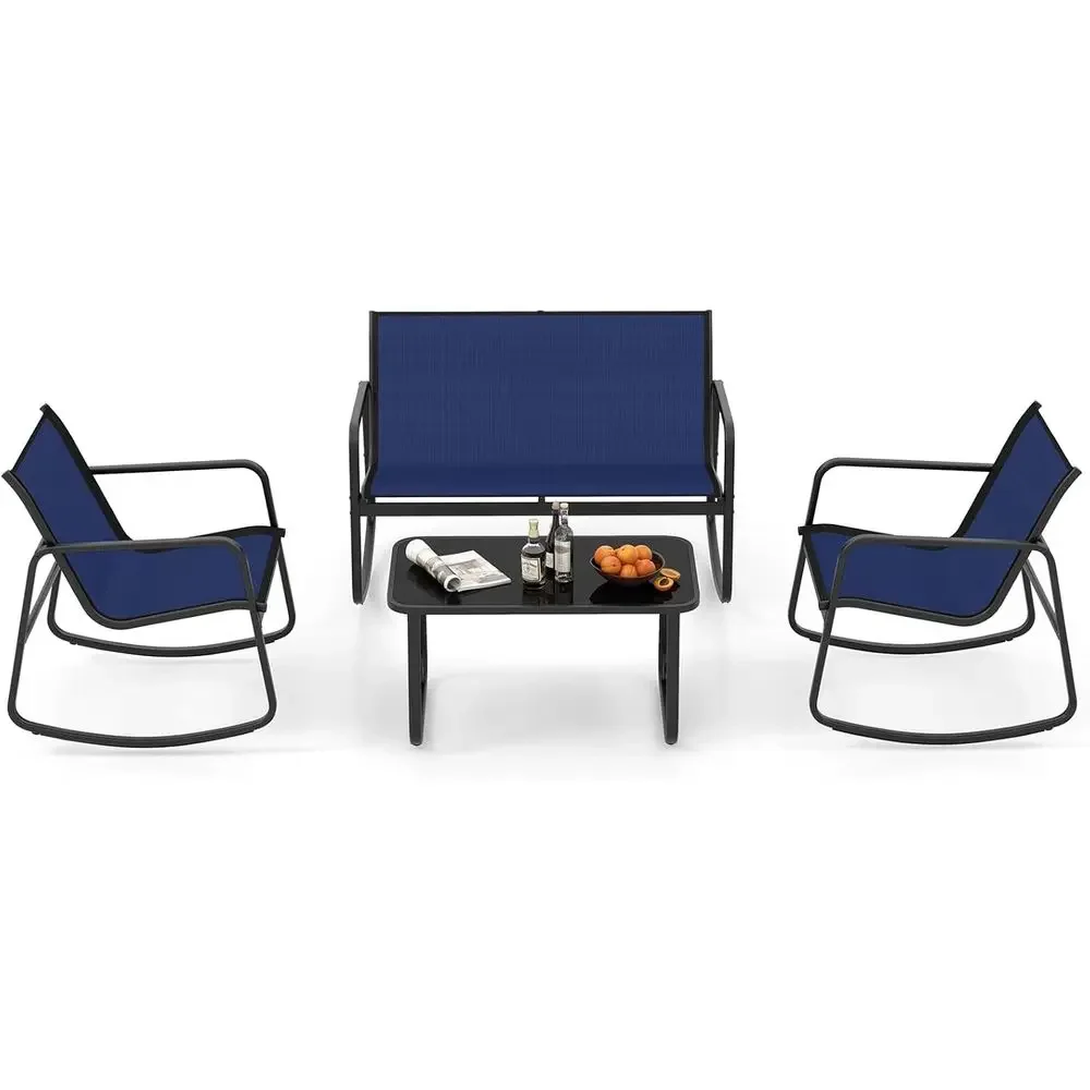 Outdoor Furniture Loveseat - 4-delige tuinmeubelset voor buiten: 2 stoelen,