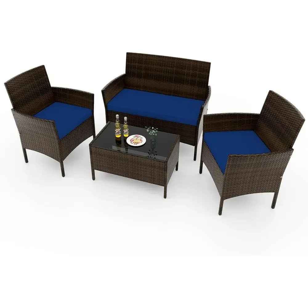 Outdoor Furniture Loveseat - 4-delige tuinmeubelset - Rieten bistroset met