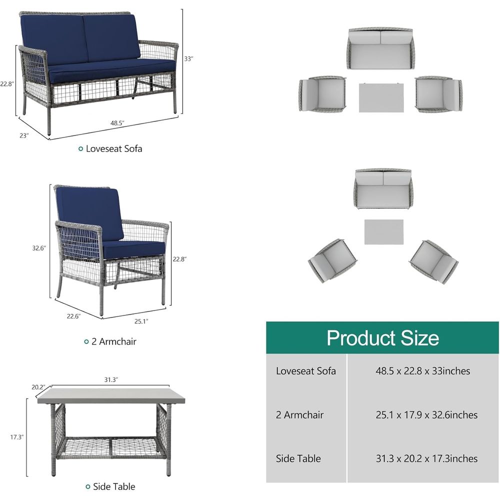 4-delige tuinmeubelset: stoele - Outdoor Furniture Loveseat recensie en prijs