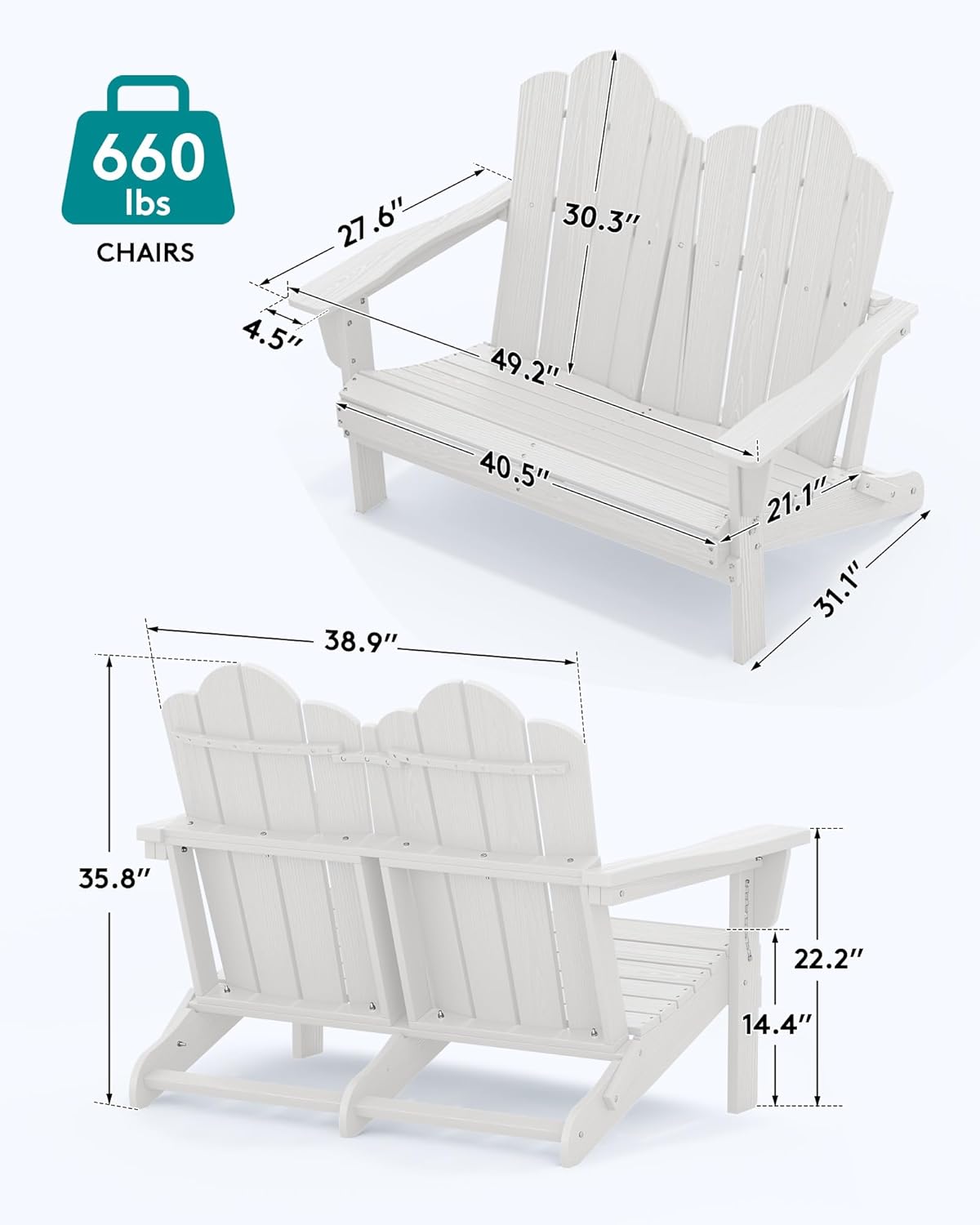 HDPE All-Weather opvouwbare Ad - Outdoor Furniture Loveseat recensie en prijs