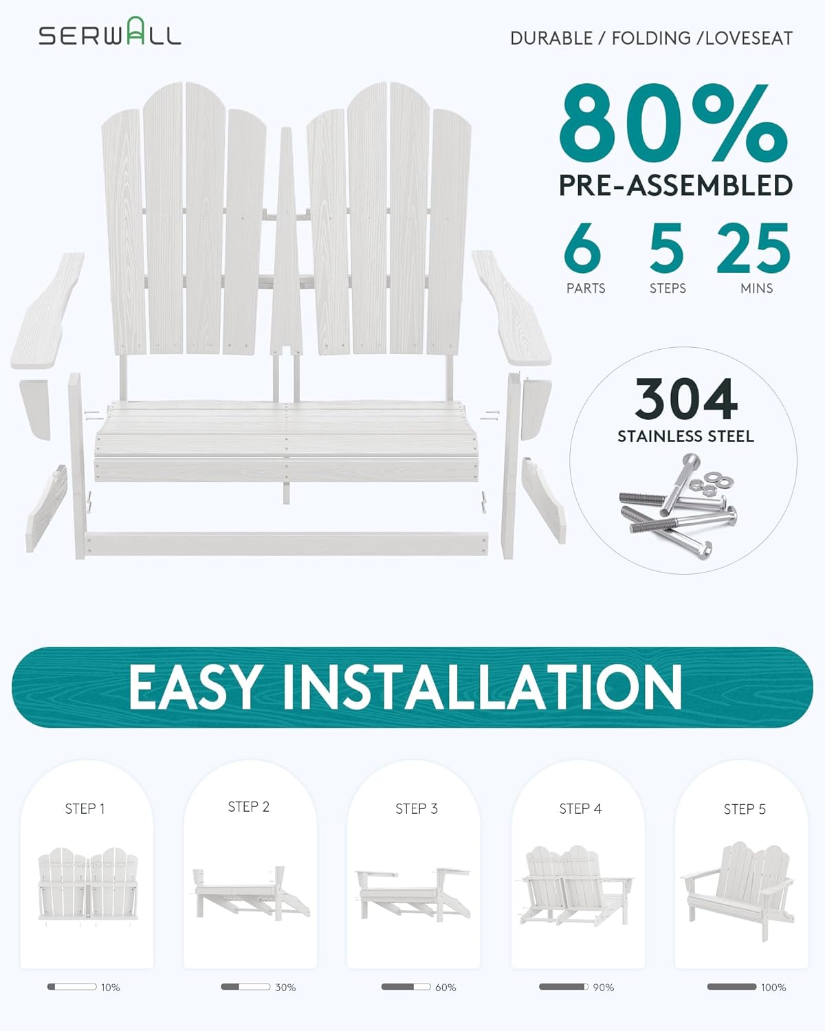 HDPE All-Weather opvouwbare Ad - Outdoor Furniture Loveseat recensie en prijs