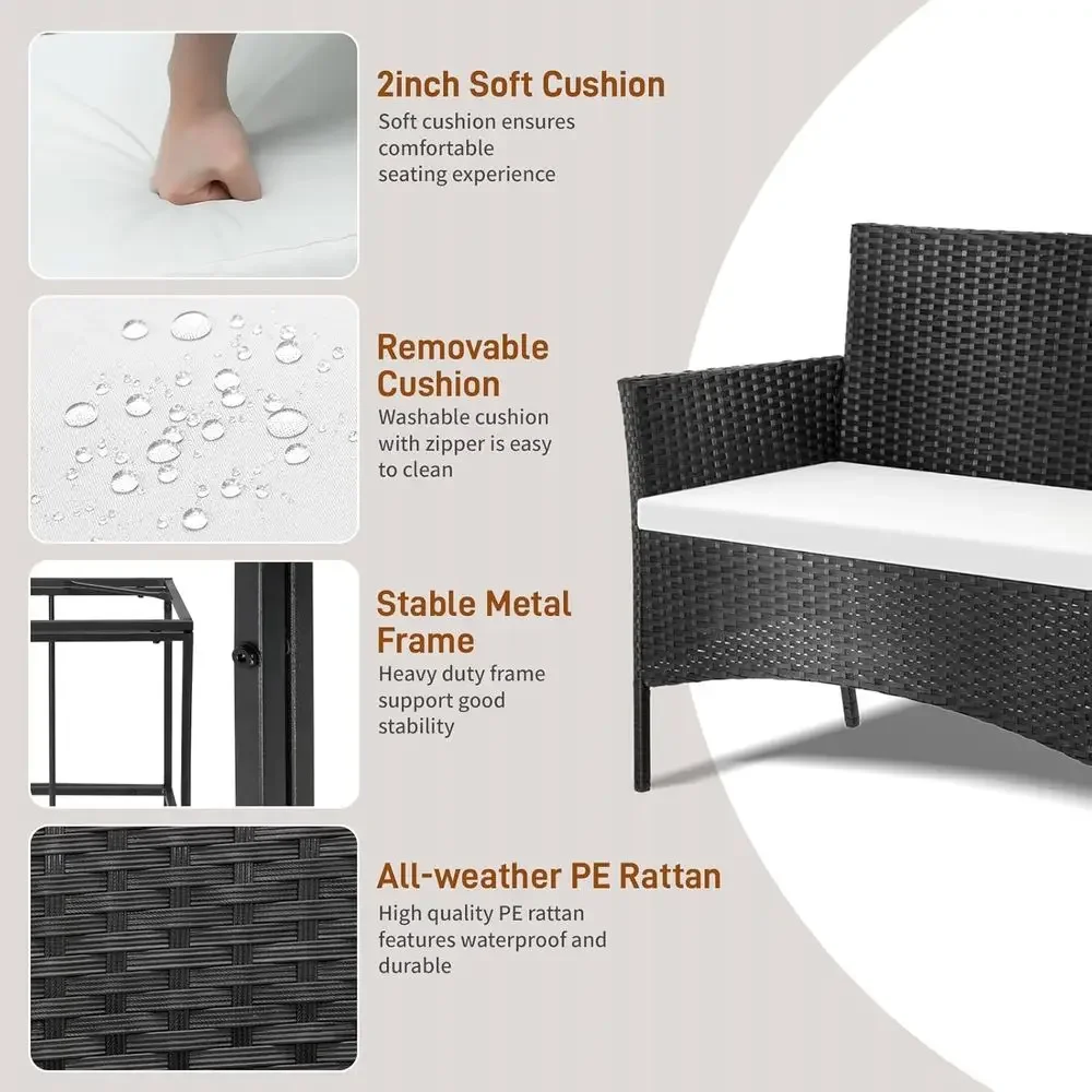 4-delige tuinmeubelset: zwarte - Outdoor Furniture Loveseat recensie en prijs
