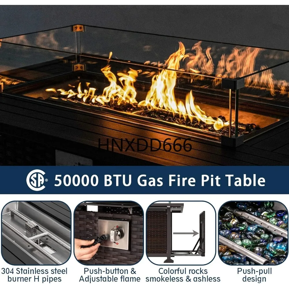 Tuinmeubelset met vuurtafel, 6 - Outdoor Furniture Set With Fire Pit recensie en prijs