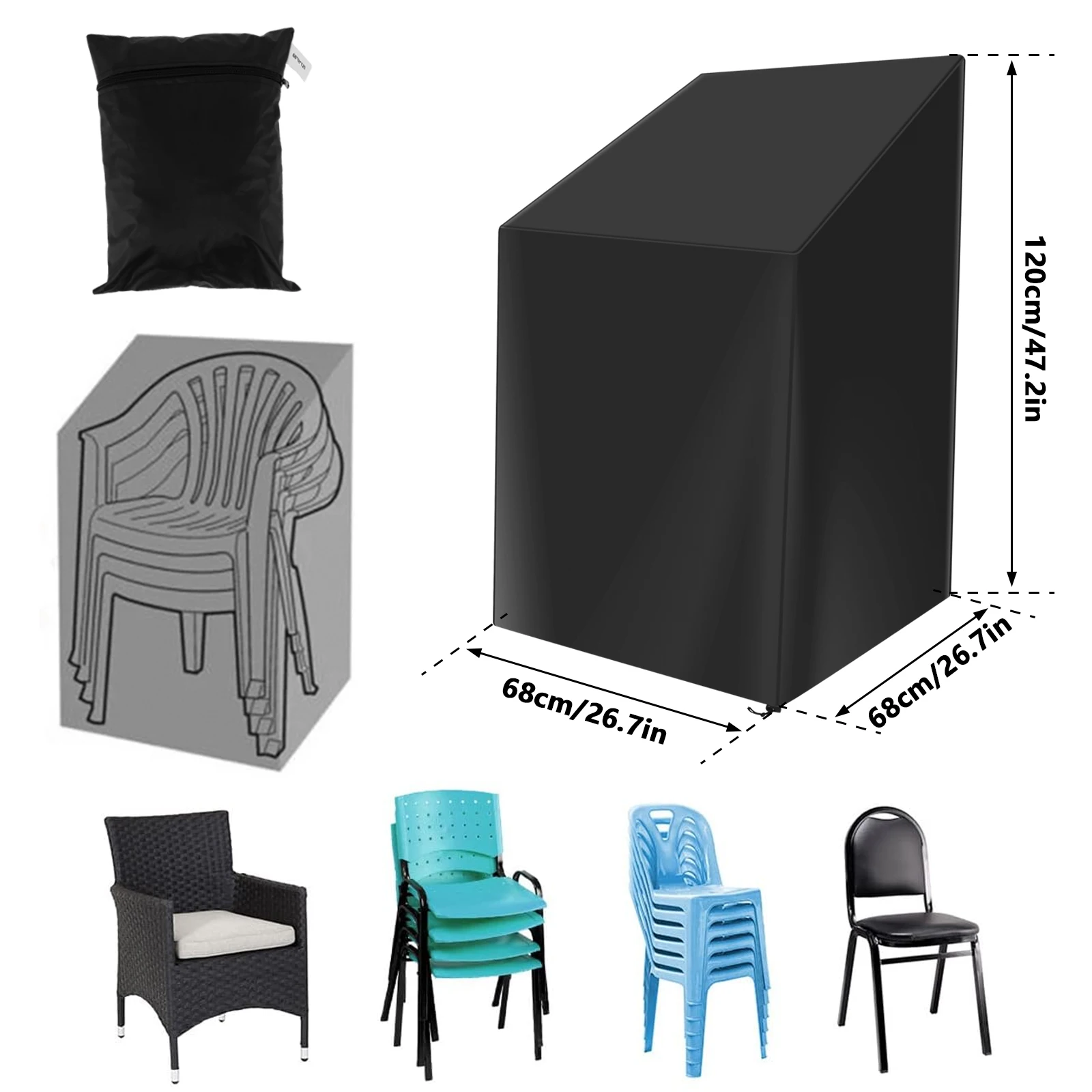 Gestapelde stoel stofkap met o - Outdoor Furniture Weatherproof recensie en prijs