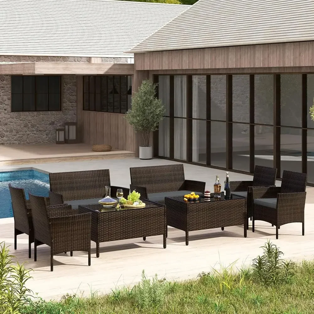 8-delige rotan tuinmeubelset v - Outdoor Furniture Loveseat recensie en prijs