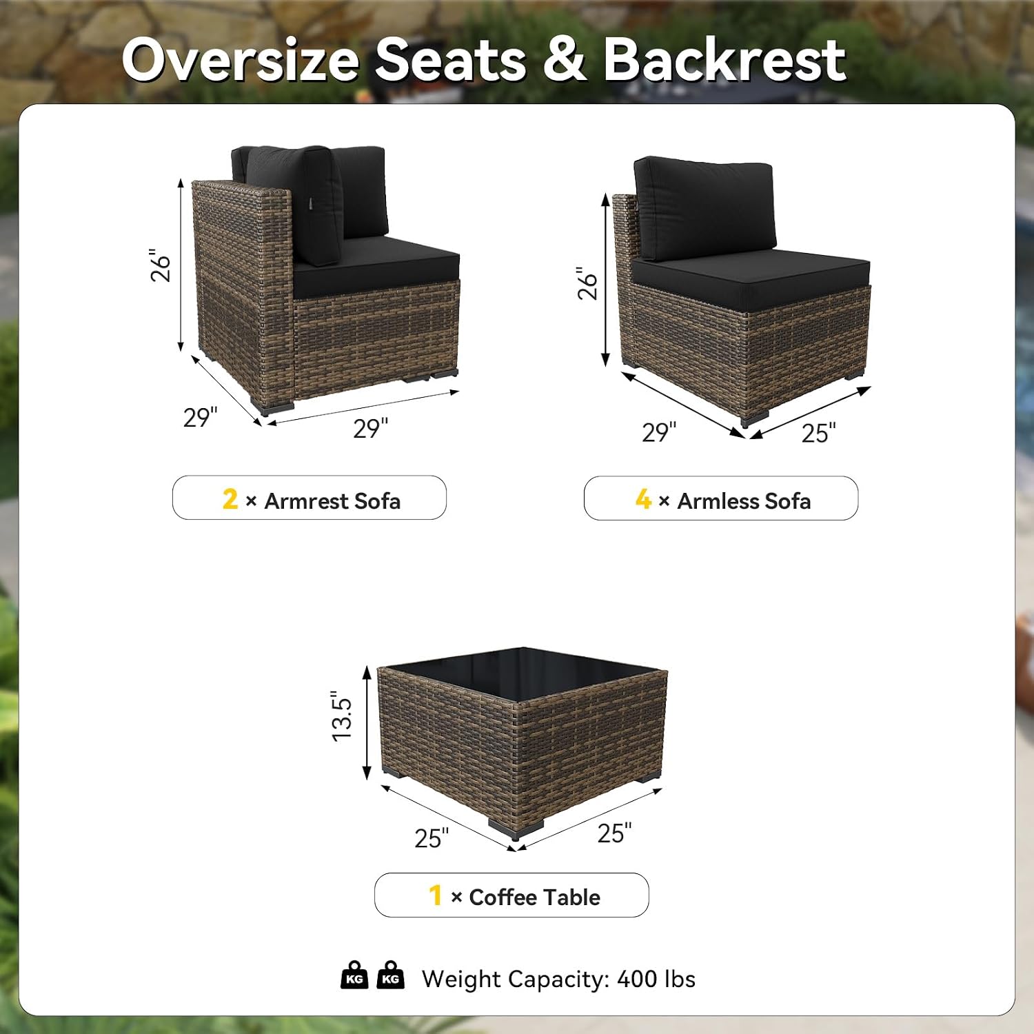 7-delige wicker tuinmeubelset  - Outdoor Furniture Yellow recensie en prijs