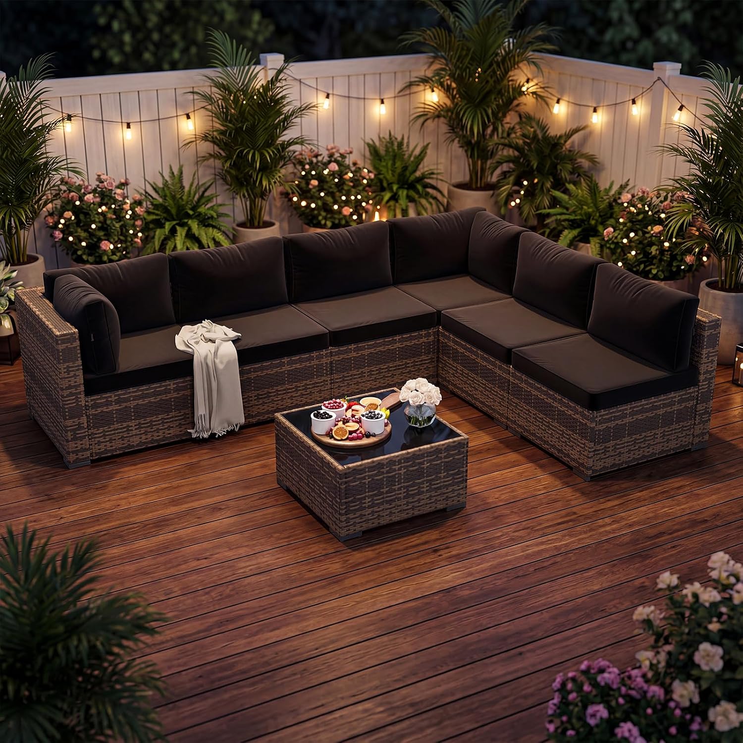 7-delige wicker tuinmeubelset  - Outdoor Furniture Yellow recensie en prijs