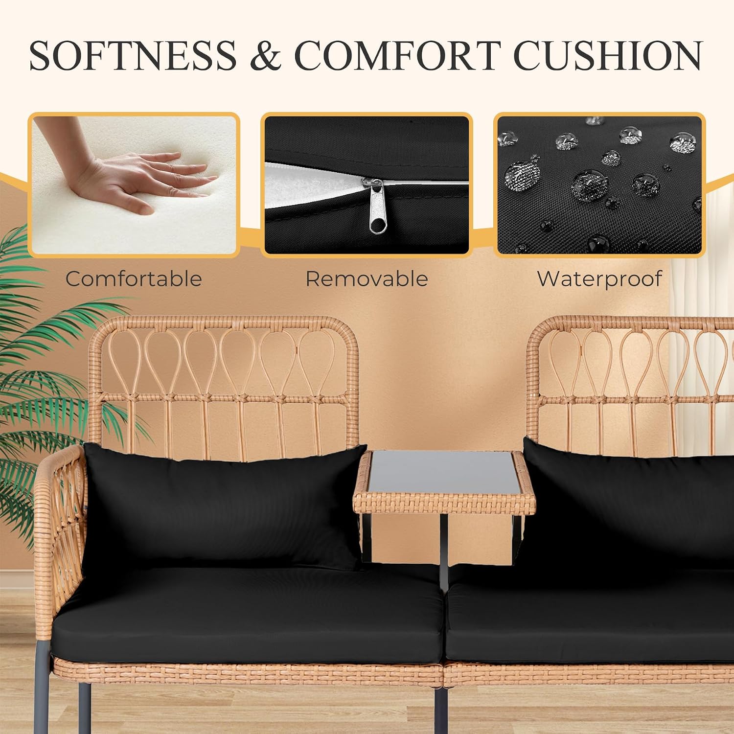 Rotan loveseat met glazen tafe - Outdoor Furniture Loveseat recensie en prijs