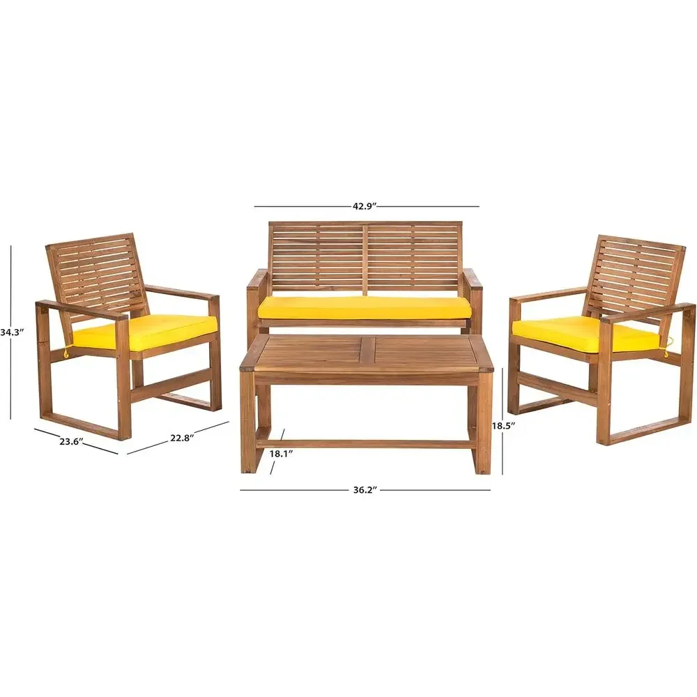 4-delige acacia tuinmeubelset  - Outdoor Furniture Yellow recensie en prijs