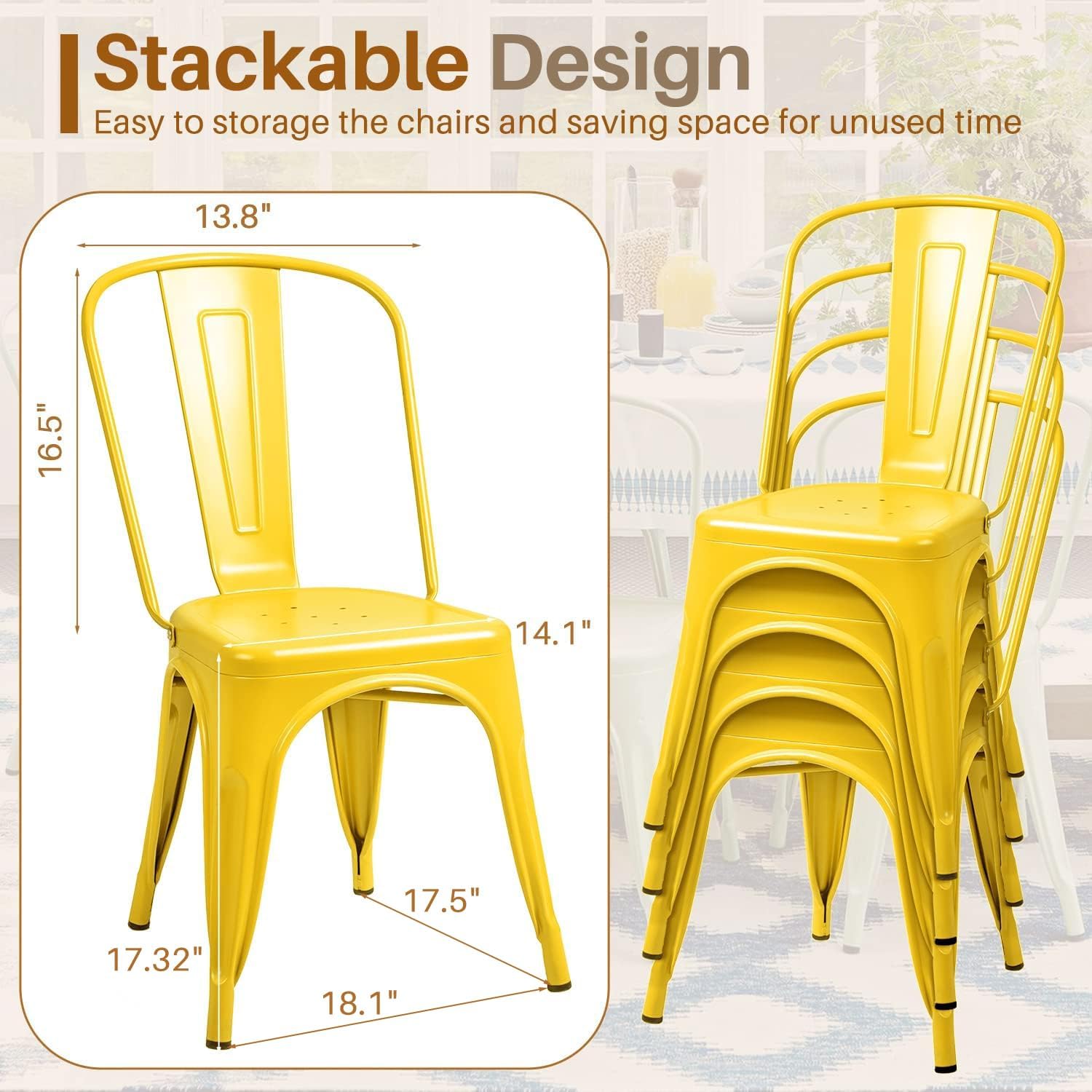 Metalen eetkamerstoelen set va - Outdoor Furniture Yellow recensie en prijs