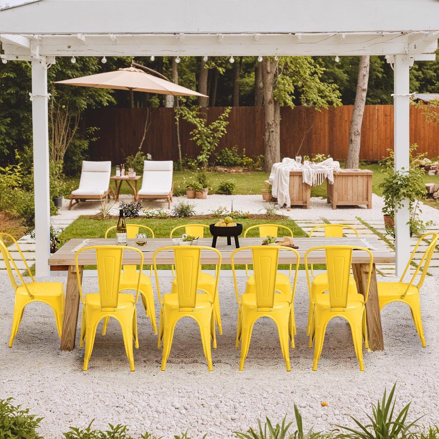 Metalen eetkamerstoelen set va - Outdoor Furniture Yellow recensie en prijs