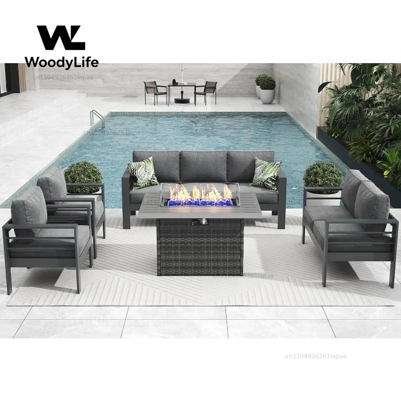 L5-delige moderne aluminium tu - Outdoor Furniture Set With Fire Pit recensie en prijs