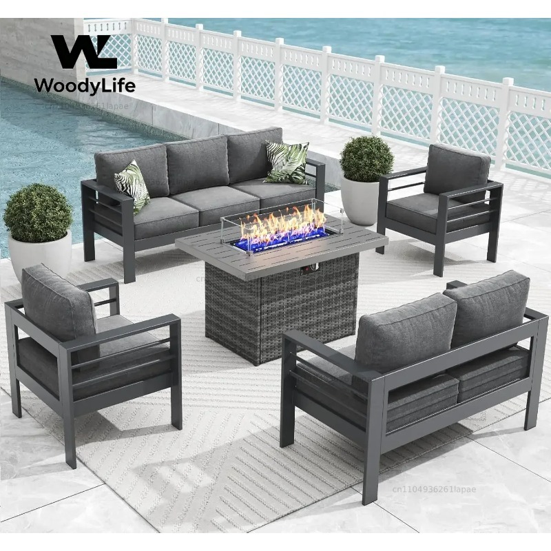 L5-delige moderne aluminium tu - Outdoor Furniture Set With Fire Pit recensie en prijs
