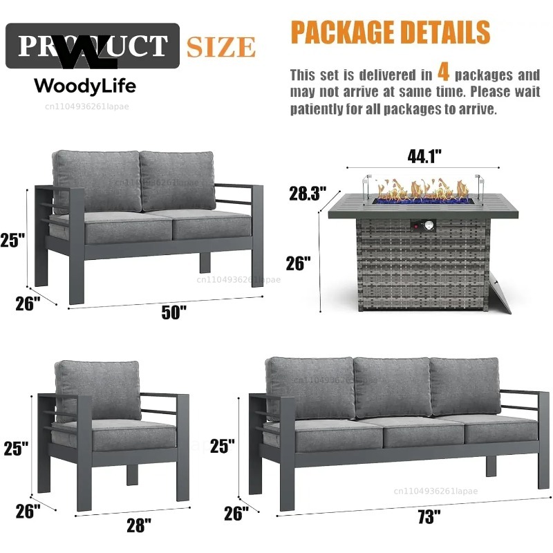 L5-delige moderne aluminium tu - Outdoor Furniture Set With Fire Pit recensie en prijs
