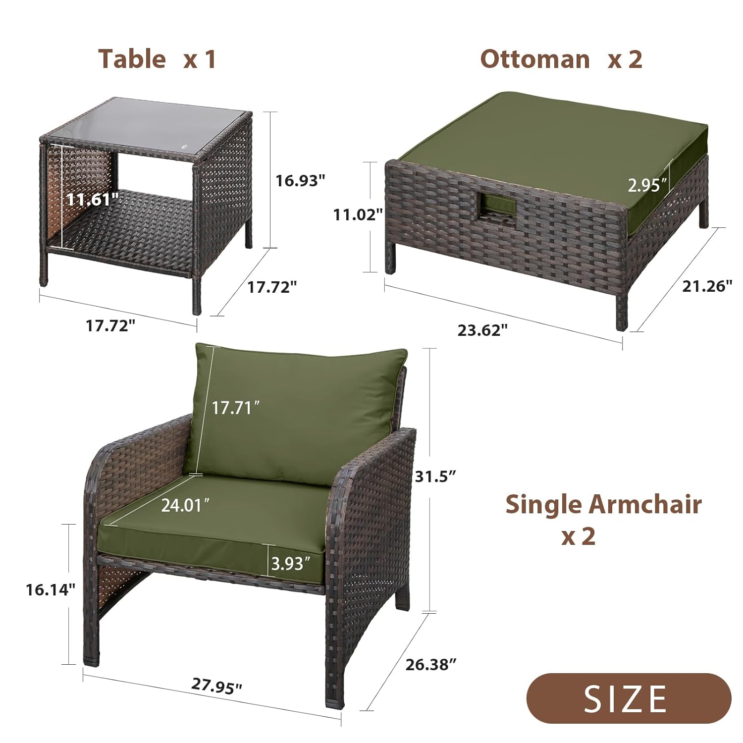 5-delige PE-rattan tuinset, lo - Outdoor Furniture Lounge Set recensie en prijs