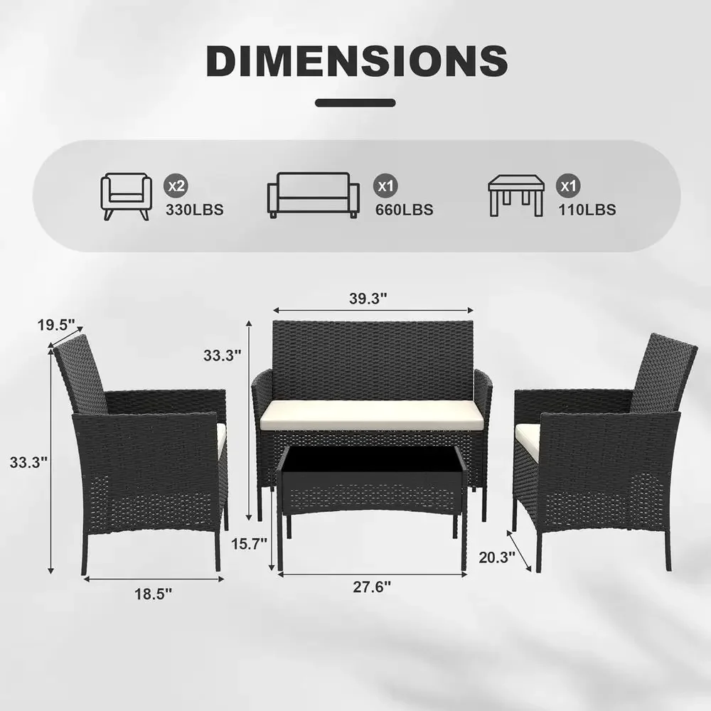 4-delige wicker rotan tuinmeub - Outdoor Furniture Loveseat recensie en prijs