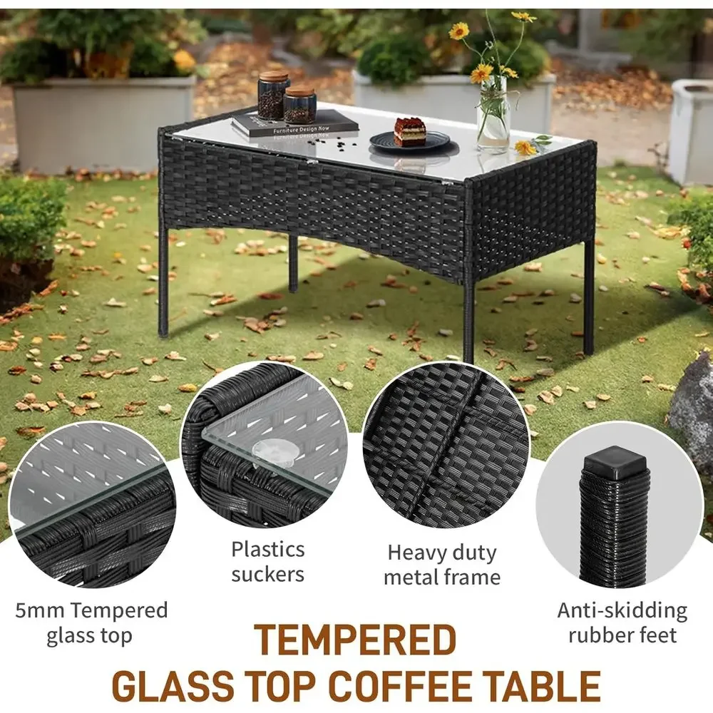 4-delige tuinmeubelset: zwarte - Outdoor Furniture Loveseat recensie en prijs