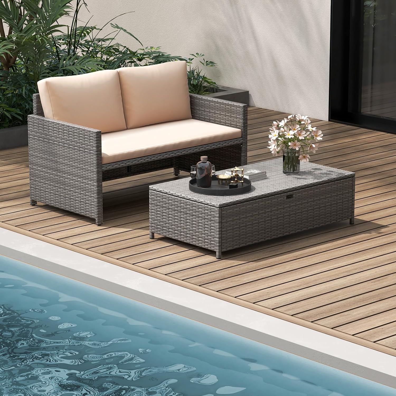 Wicker Patio Daybed Loveseat O - Outdoor Furniture Loveseat recensie en prijs