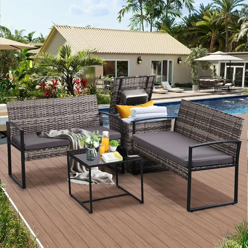 4-delige tuinmeubelset met dra - Outdoor Furniture Loveseat recensie en prijs