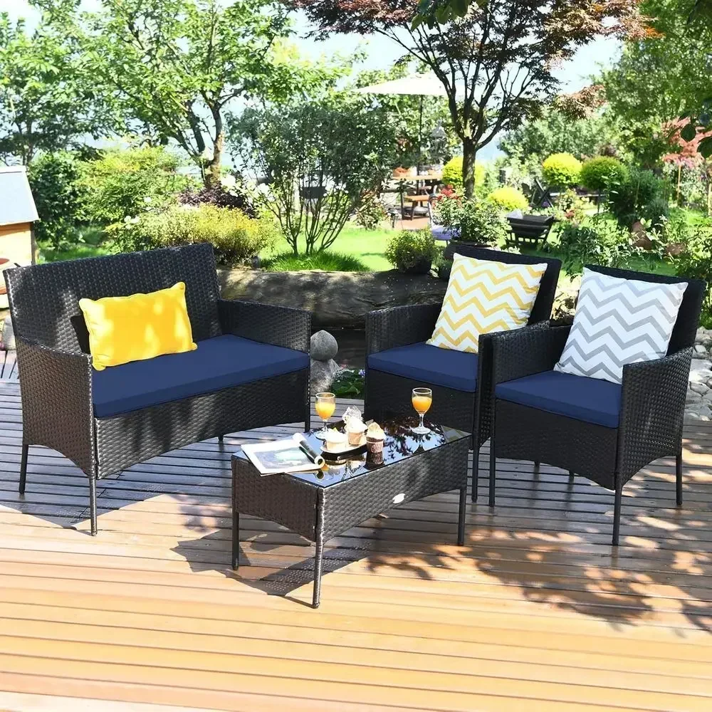 4-delige rieten tuinmeubelset  - Outdoor Furniture Loveseat recensie en prijs