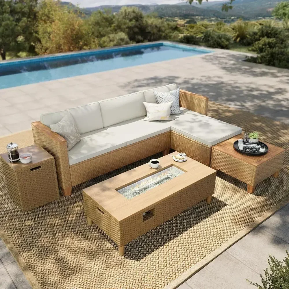 4-persoons wicker loungeset vo - Outdoor Furniture Yellow recensie en prijs