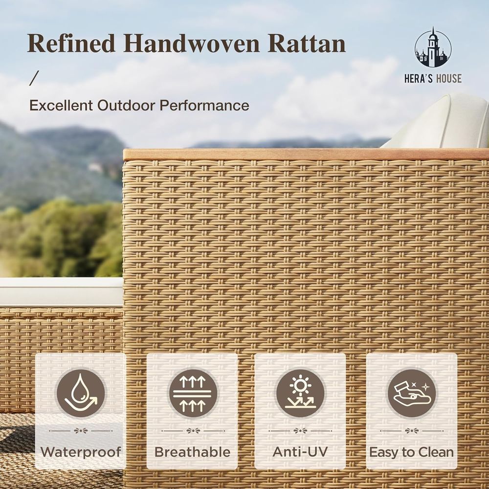 3-delige rieten sectionele set - Outdoor Furniture Yellow recensie en prijs