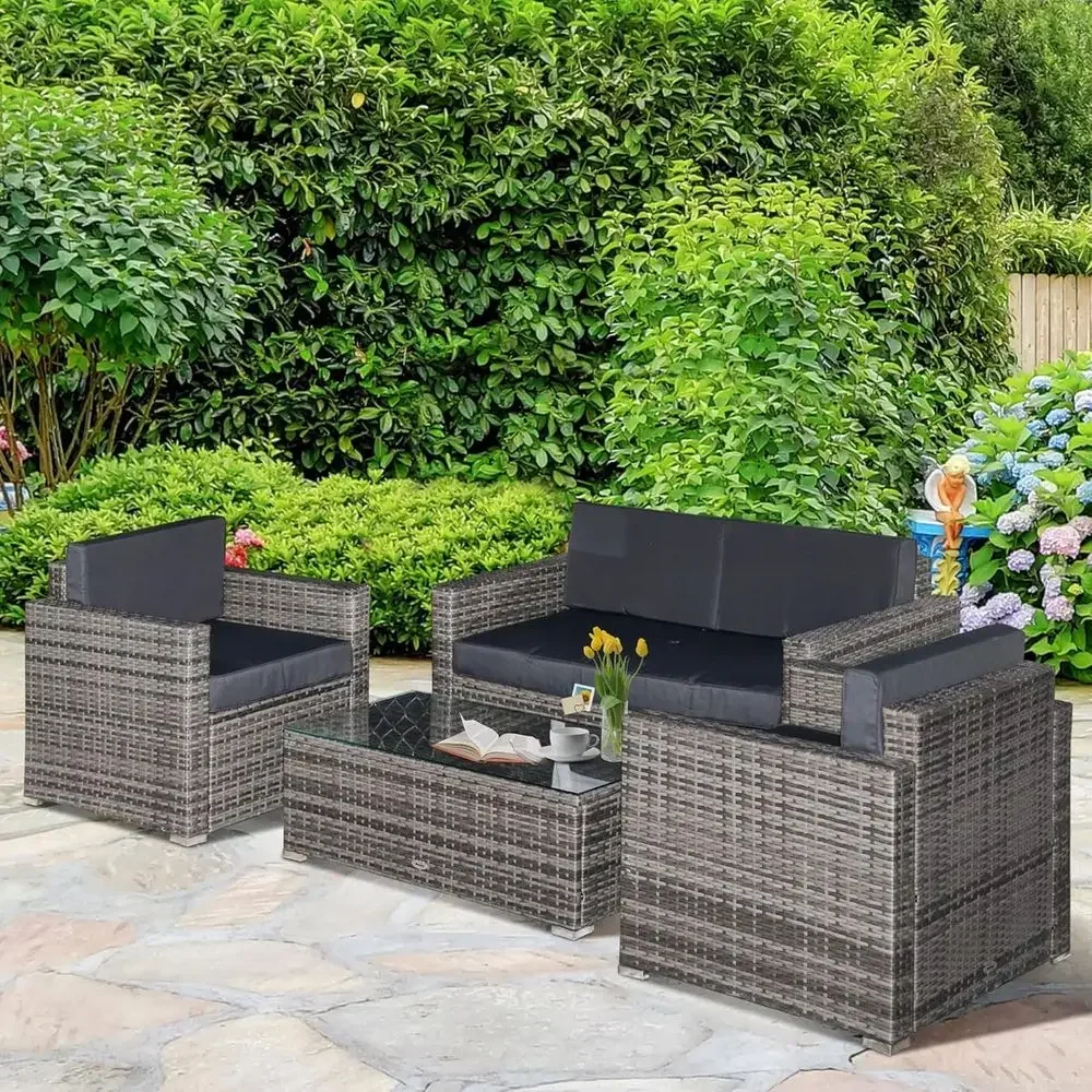 4-delige rieten sectionele meu - Outdoor Furniture Loveseat recensie en prijs