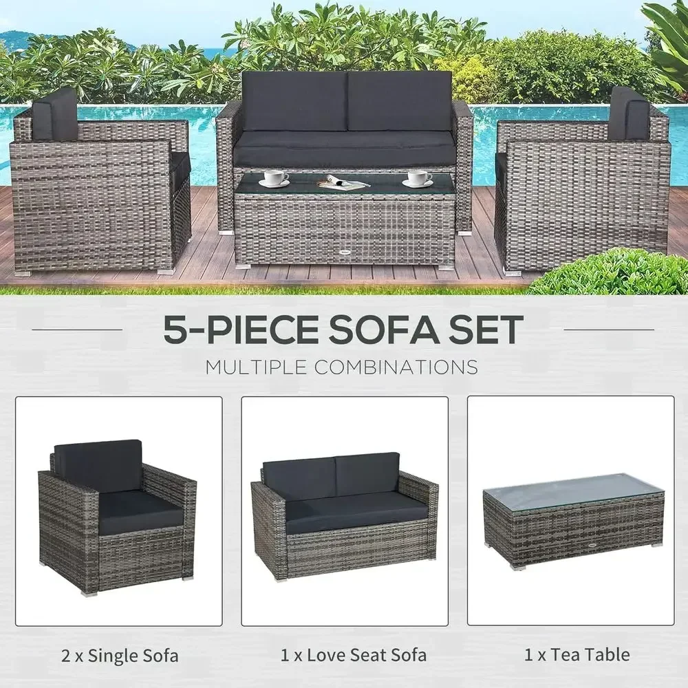 4-delige rieten sectionele meu - Outdoor Furniture Loveseat recensie en prijs