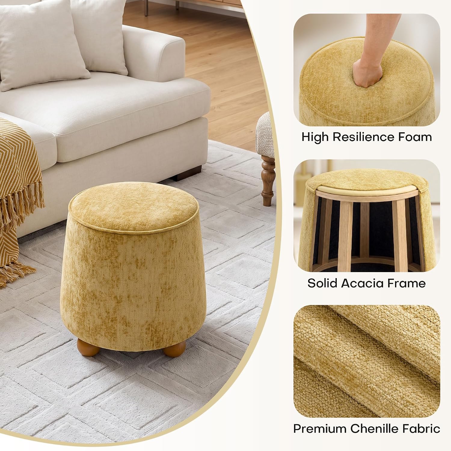 Ronde, taps toelopende poef me - Outdoor Furniture Yellow recensie en prijs