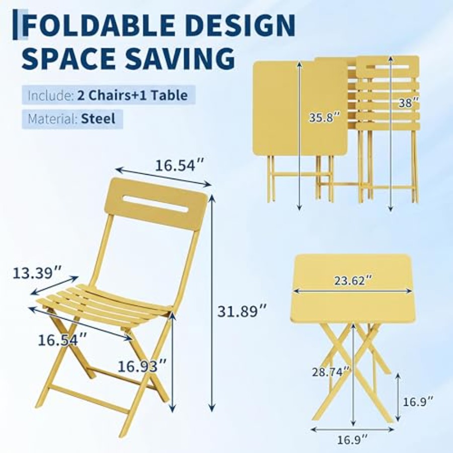 3-delige bistroset voor terras - Outdoor Furniture Yellow recensie en prijs