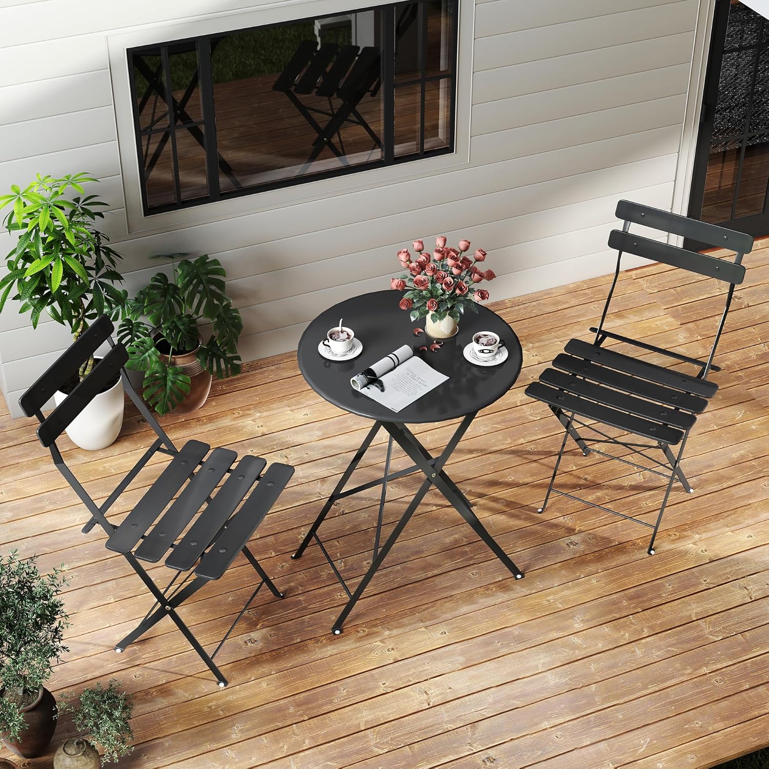 Ruimtebesparende zwarte 3-deli - Outdoor Furniture Black recensie en prijs