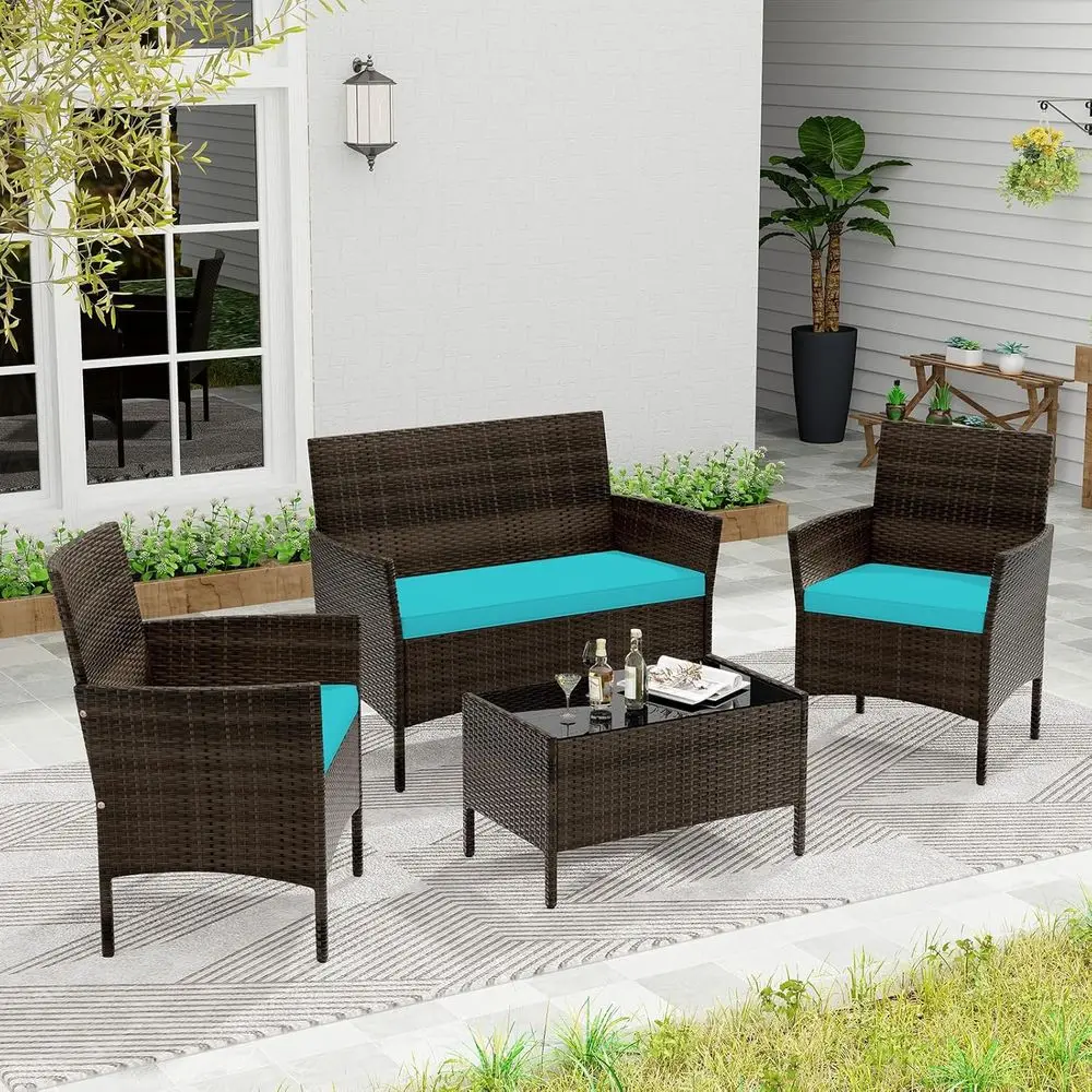 Turquoise 4-delige tuinmeubels - Outdoor Furniture Loveseat recensie en prijs