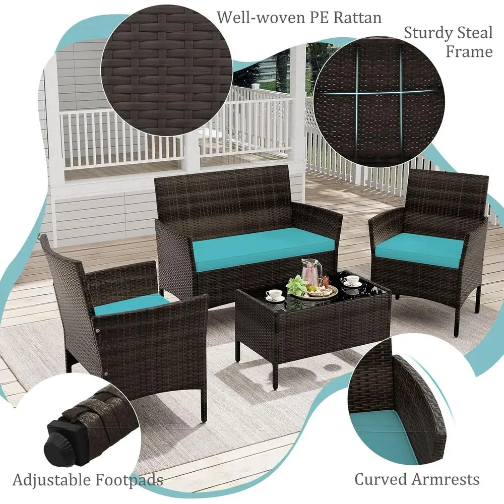 Turquoise 4-delige tuinmeubels - Outdoor Furniture Loveseat recensie en prijs